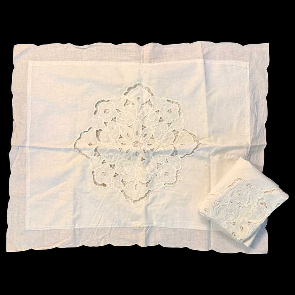 Set of 2 Battenburg Lace Standard Pillow Shams Case Shabby Cottage Sears READ